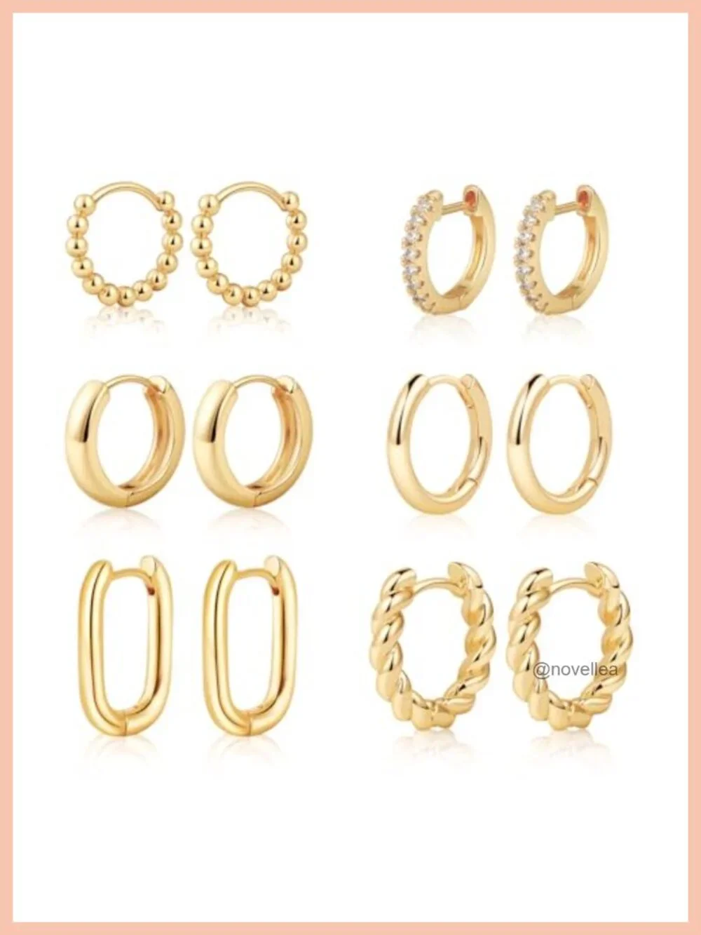 14K Gold Plated Chunky Hoop Earrings Set for Women Hypoallergenic